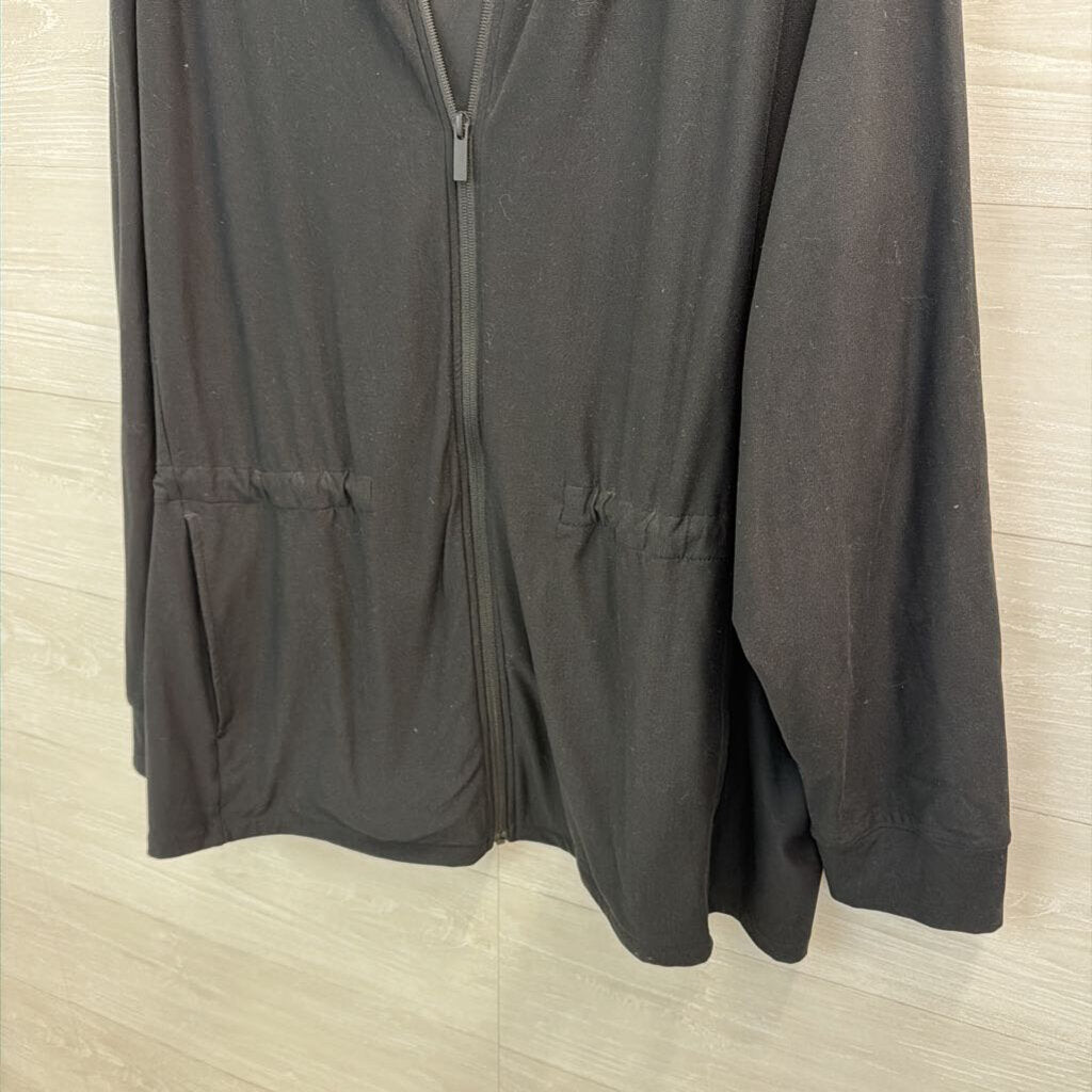 Lands End Black Zip Up Hooded Jacket 3X