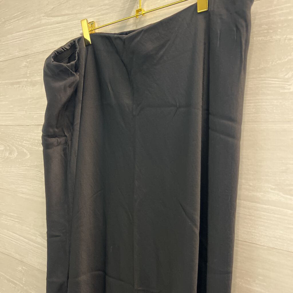 Anthropologie Black Satin Maxi Slip Skirt 3X