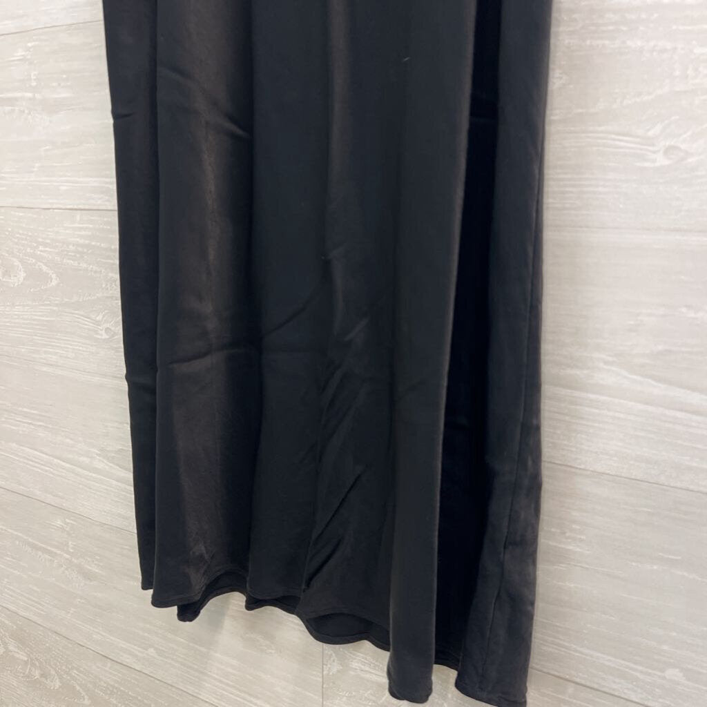 Anthropologie Black Satin Maxi Slip Skirt 3X