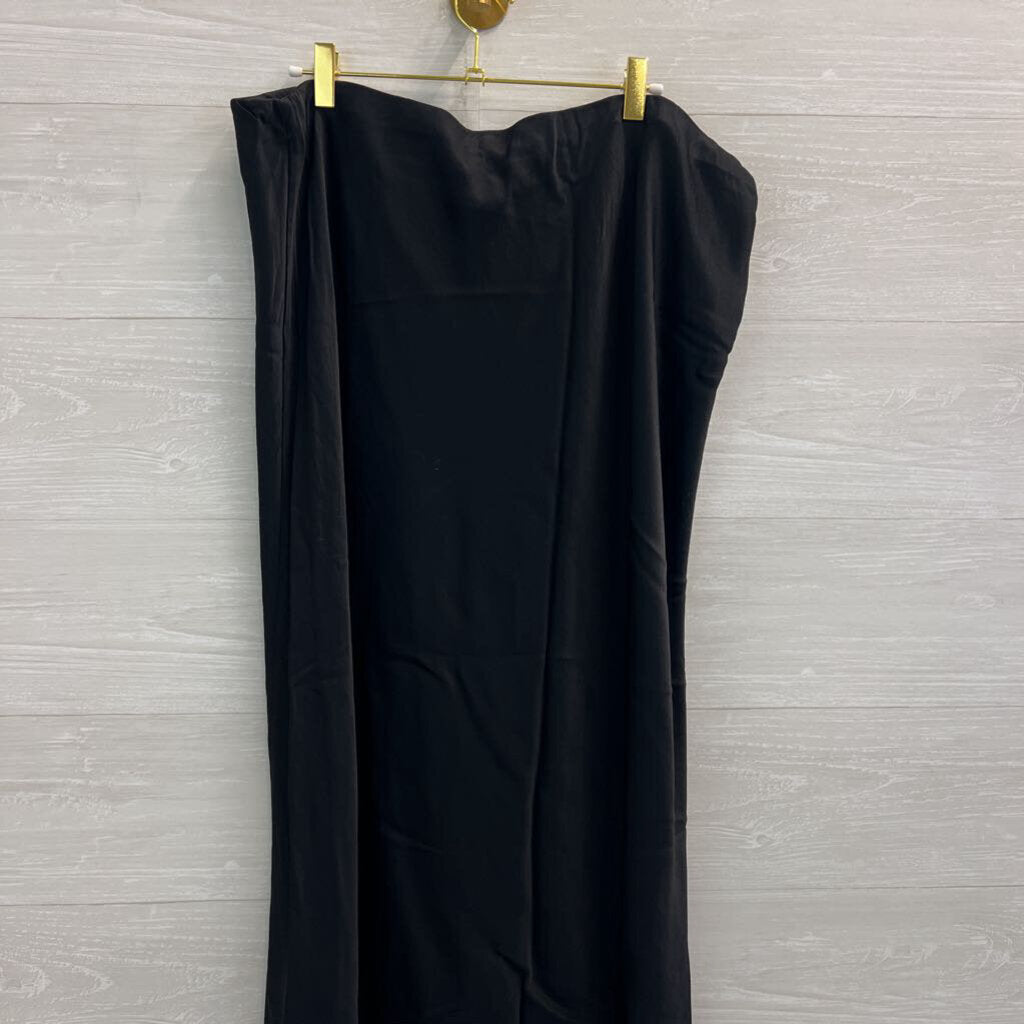 Anthropologie Black Satin Maxi Slip Skirt 3X