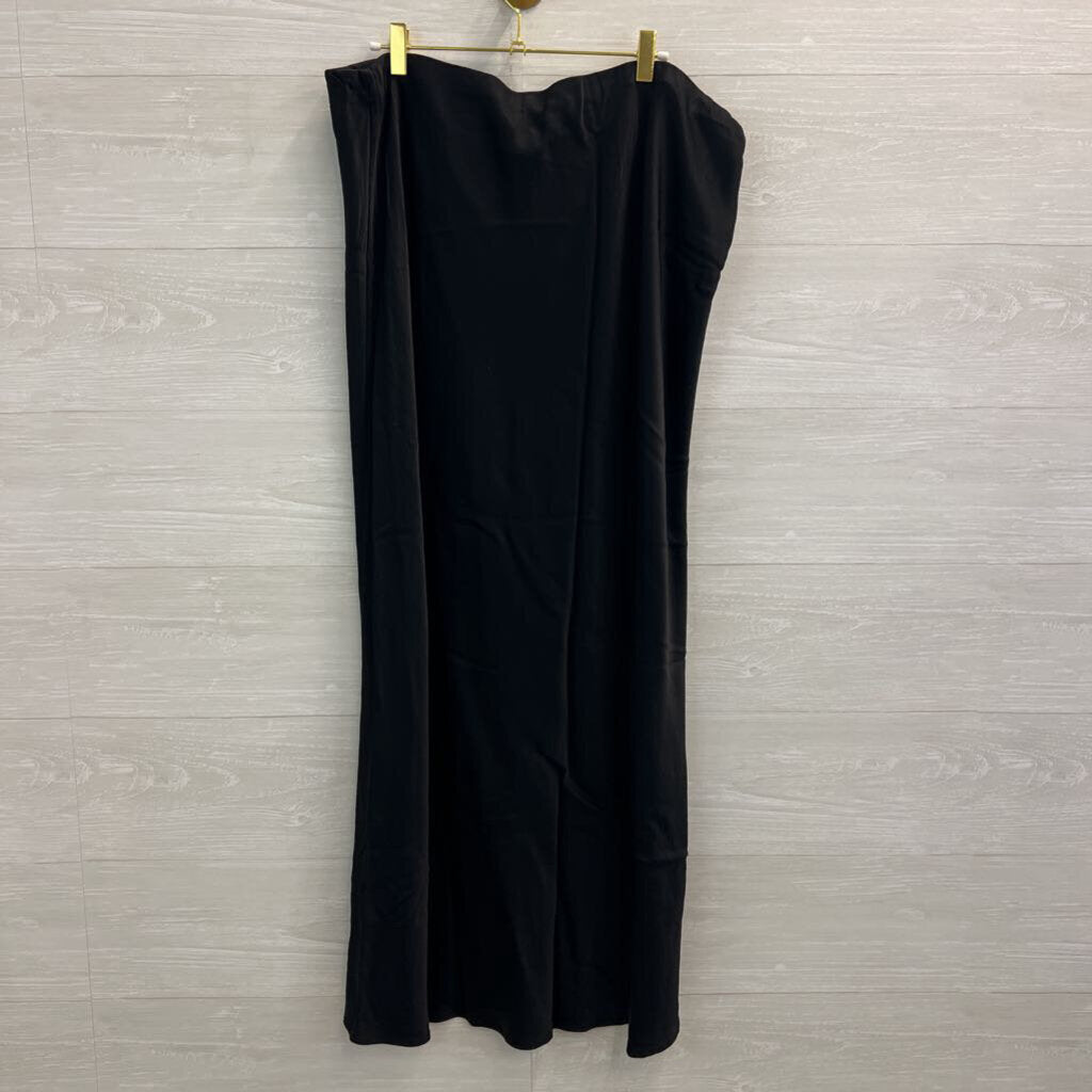 Anthropologie Black Satin Maxi Slip Skirt 3X