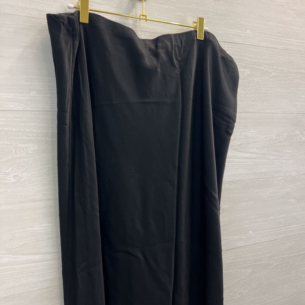 Anthropologie Black Satin Maxi Slip Skirt 3X