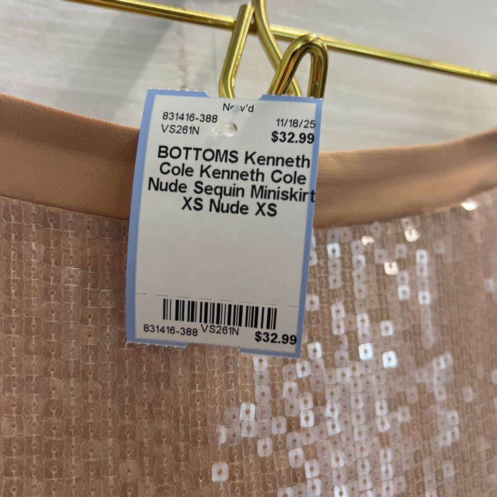 Kenneth Cole Nude Sequin Miniskirt XS