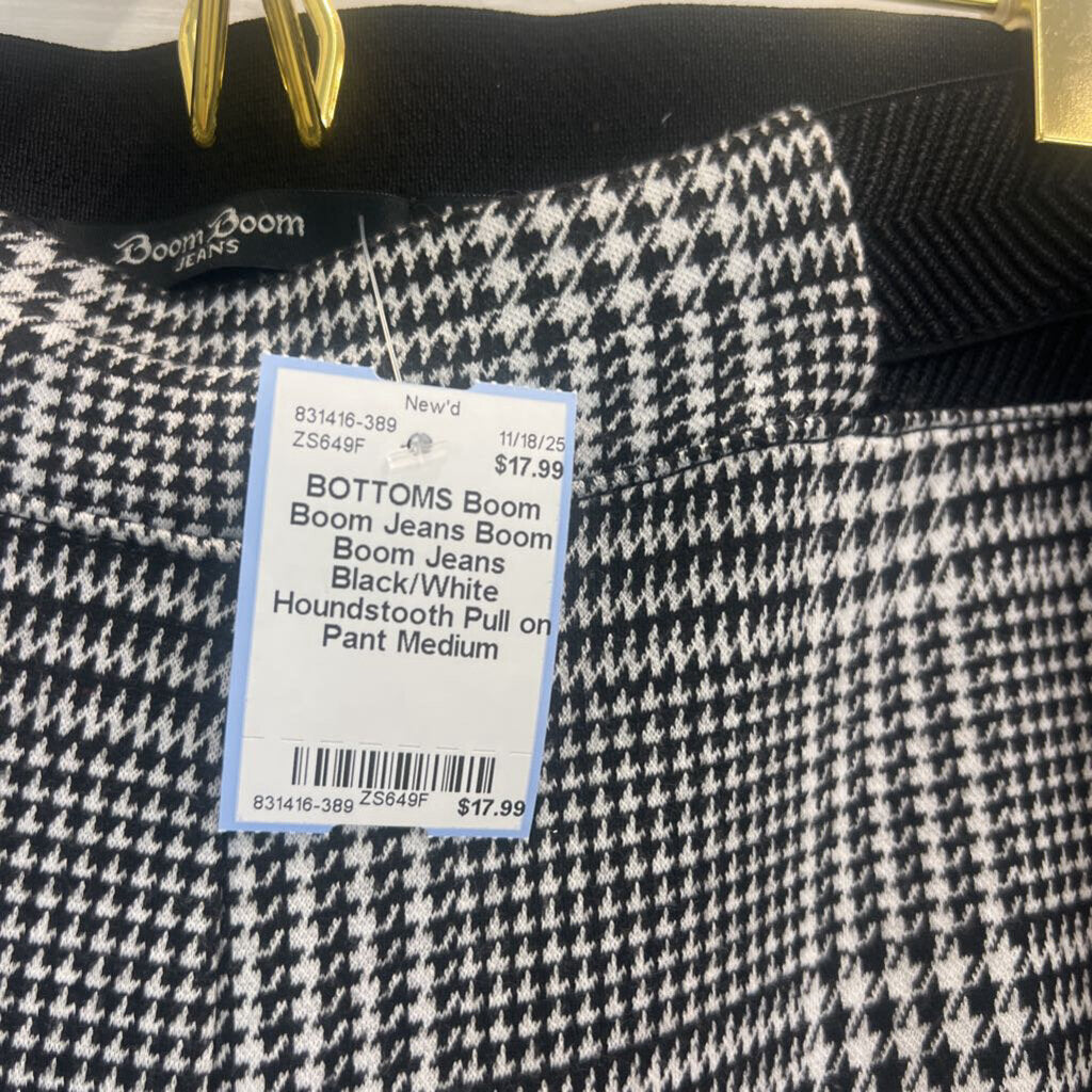 Boom Boom Jeans Black/White Houndstooth Pull on Pant Medium