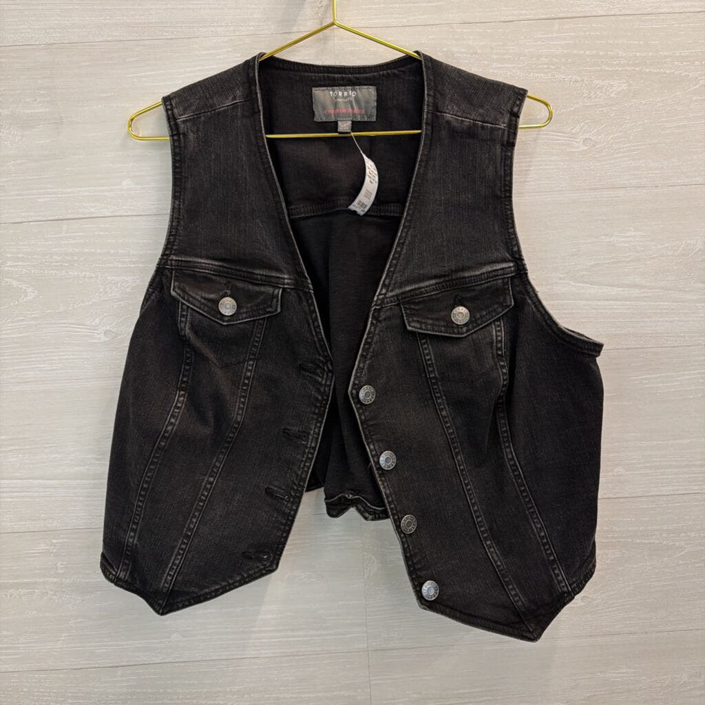 Torrid Black Denim Cropped Vest Top 1