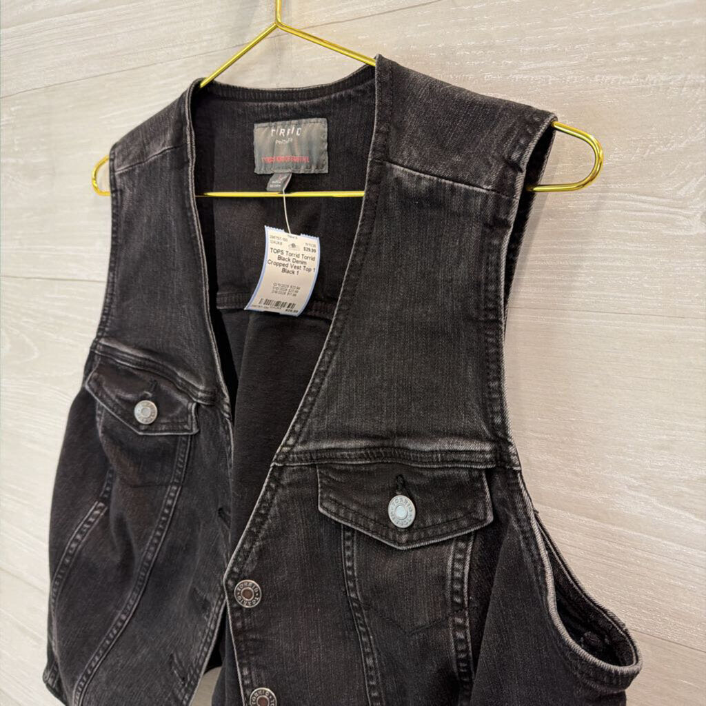 Torrid Black Denim Cropped Vest Top 1
