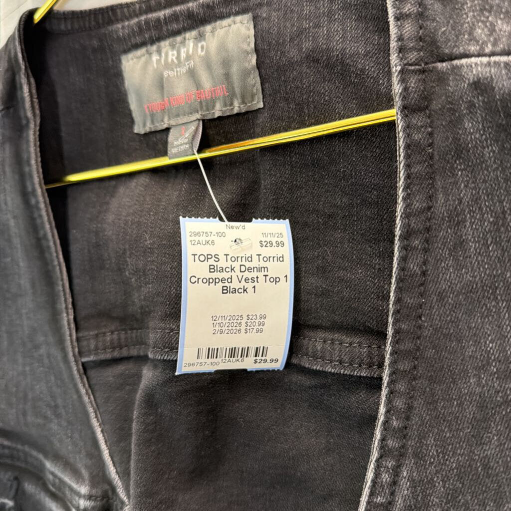 Torrid Black Denim Cropped Vest Top 1