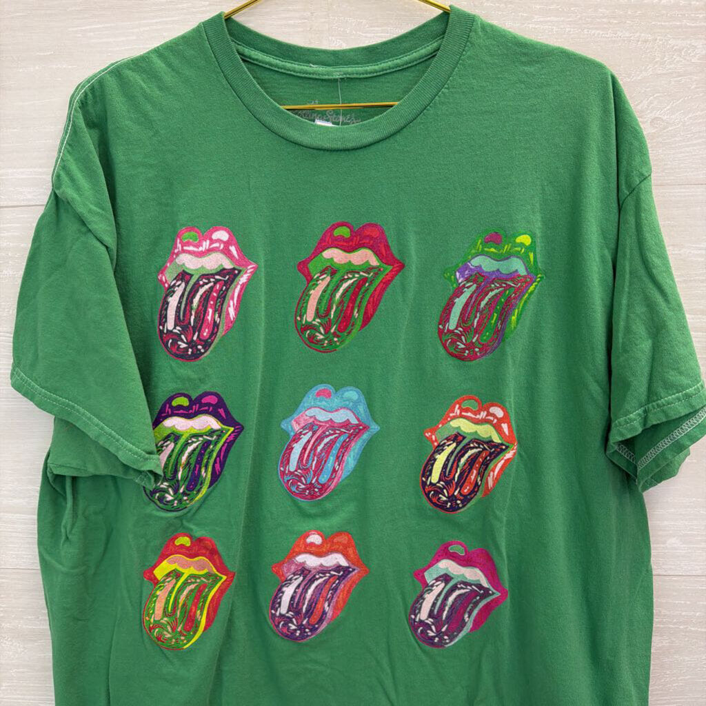 The Rolling Stones Green/ Multi Short Sleeve Graphic Tee Extra Large