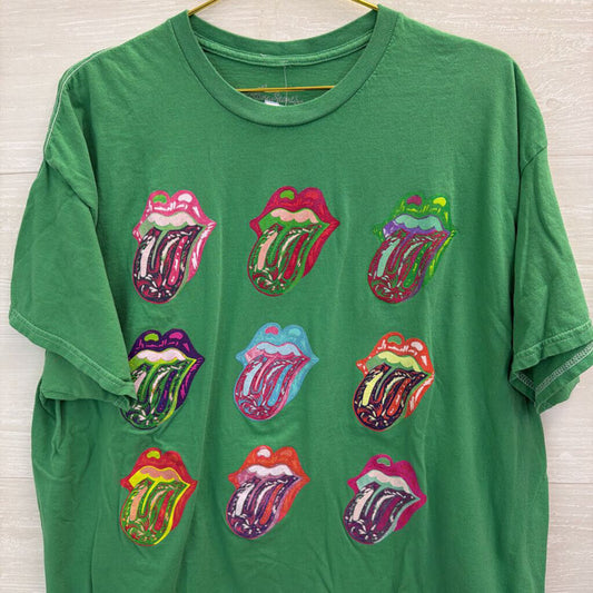 The Rolling Stones Green/ Multi Short Sleeve Graphic Tee Extra Large