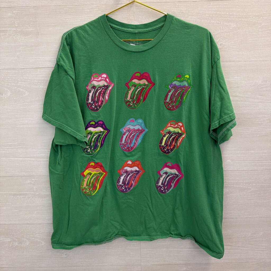 The Rolling Stones Green/ Multi Short Sleeve Graphic Tee Extra Large