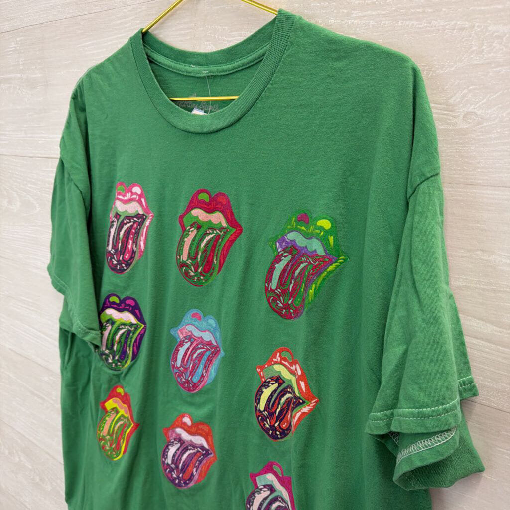 The Rolling Stones Green/ Multi Short Sleeve Graphic Tee Extra Large