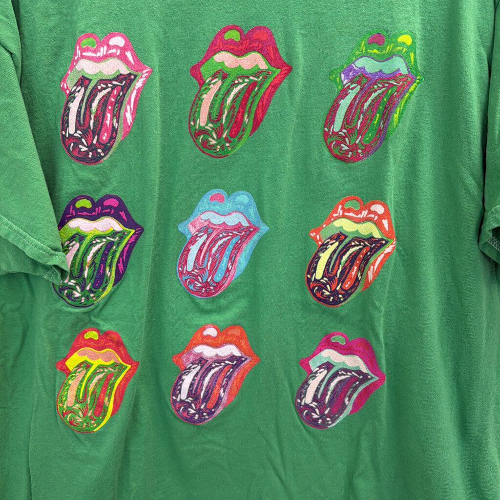 The Rolling Stones Green/ Multi Short Sleeve Graphic Tee Extra Large