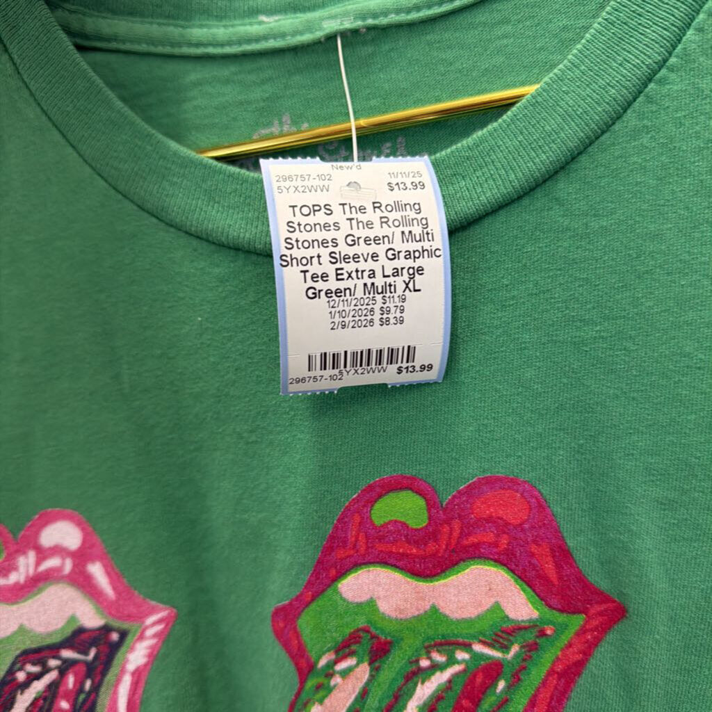 The Rolling Stones Green/ Multi Short Sleeve Graphic Tee Extra Large