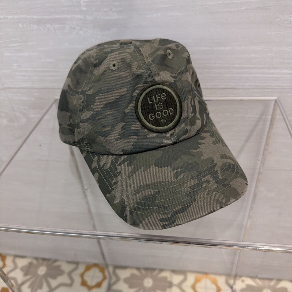 Life Is Good Green Camo Print Baseball Hat