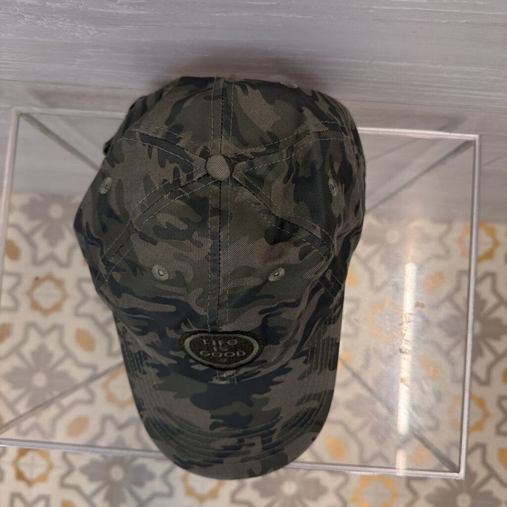 Life Is Good Green Camo Print Baseball Hat