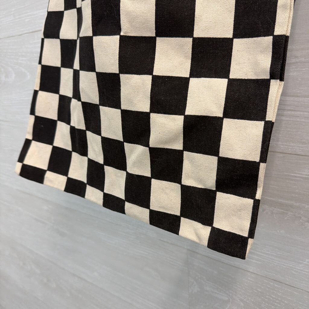 Black/ White Checkered Tote Bag