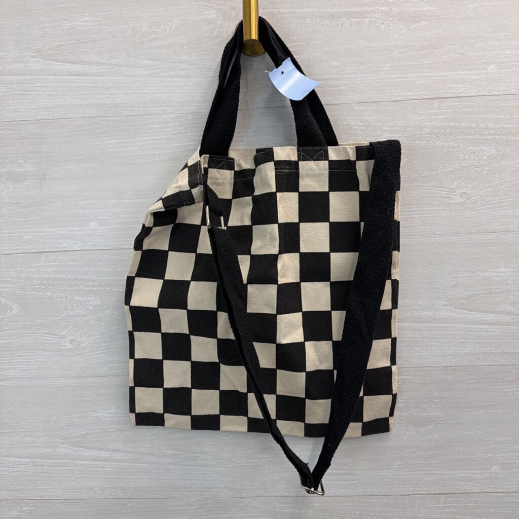 Black/ White Checkered Tote Bag