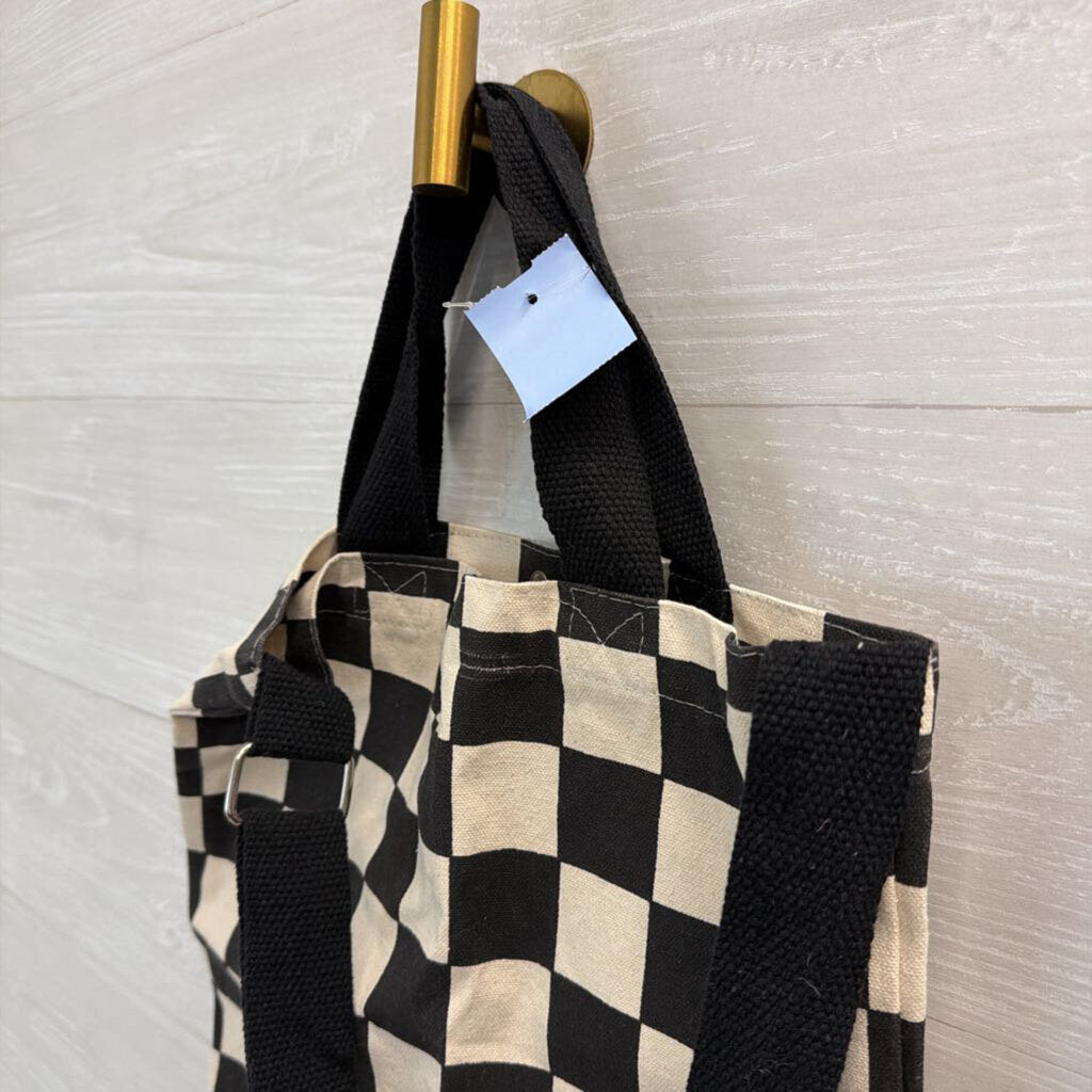 Black/ White Checkered Tote Bag