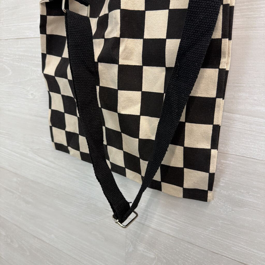 Black/ White Checkered Tote Bag