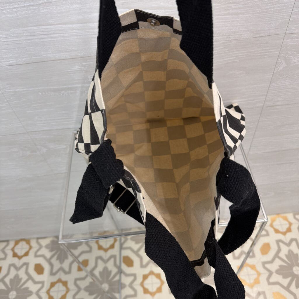 Black/ White Checkered Tote Bag