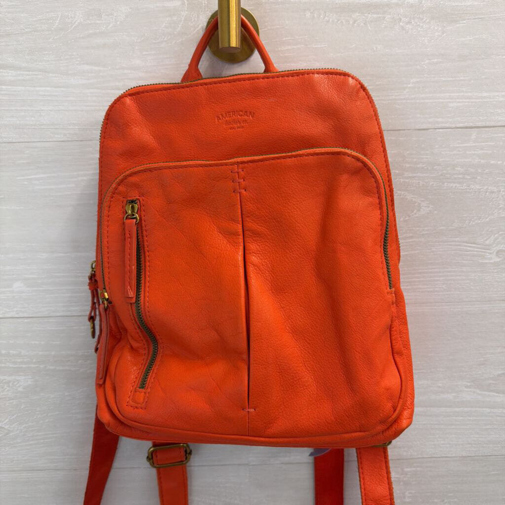 American Leather Co Orange Leather Cleveland Backpack