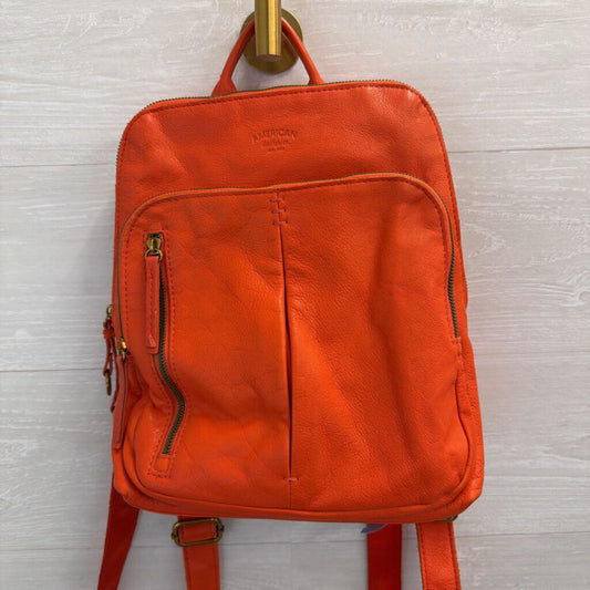 American Leather Co Orange Leather Cleveland Backpack