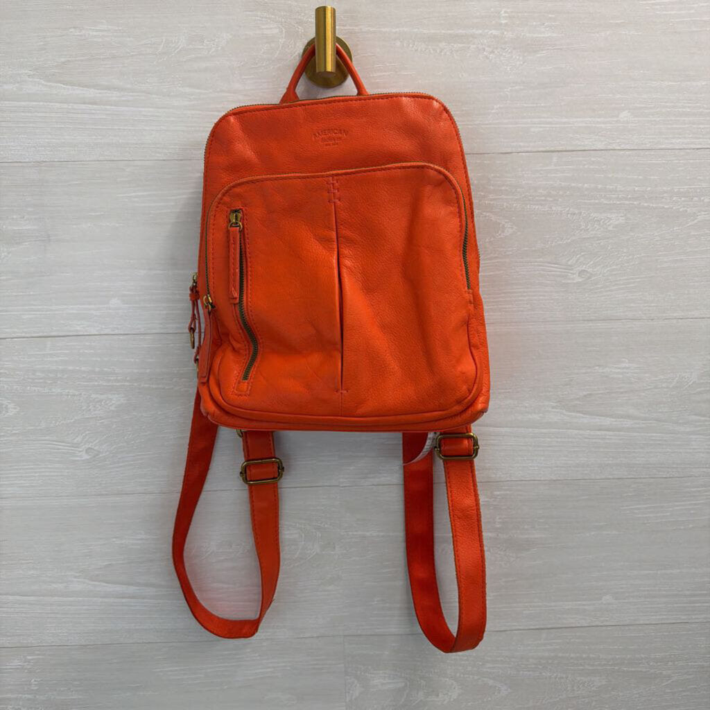 American Leather Co Orange Leather Cleveland Backpack