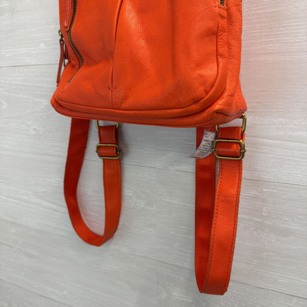 American Leather Co Orange Leather Cleveland Backpack