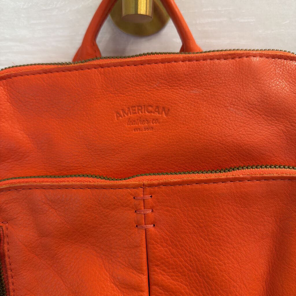 American Leather Co Orange Leather Cleveland Backpack