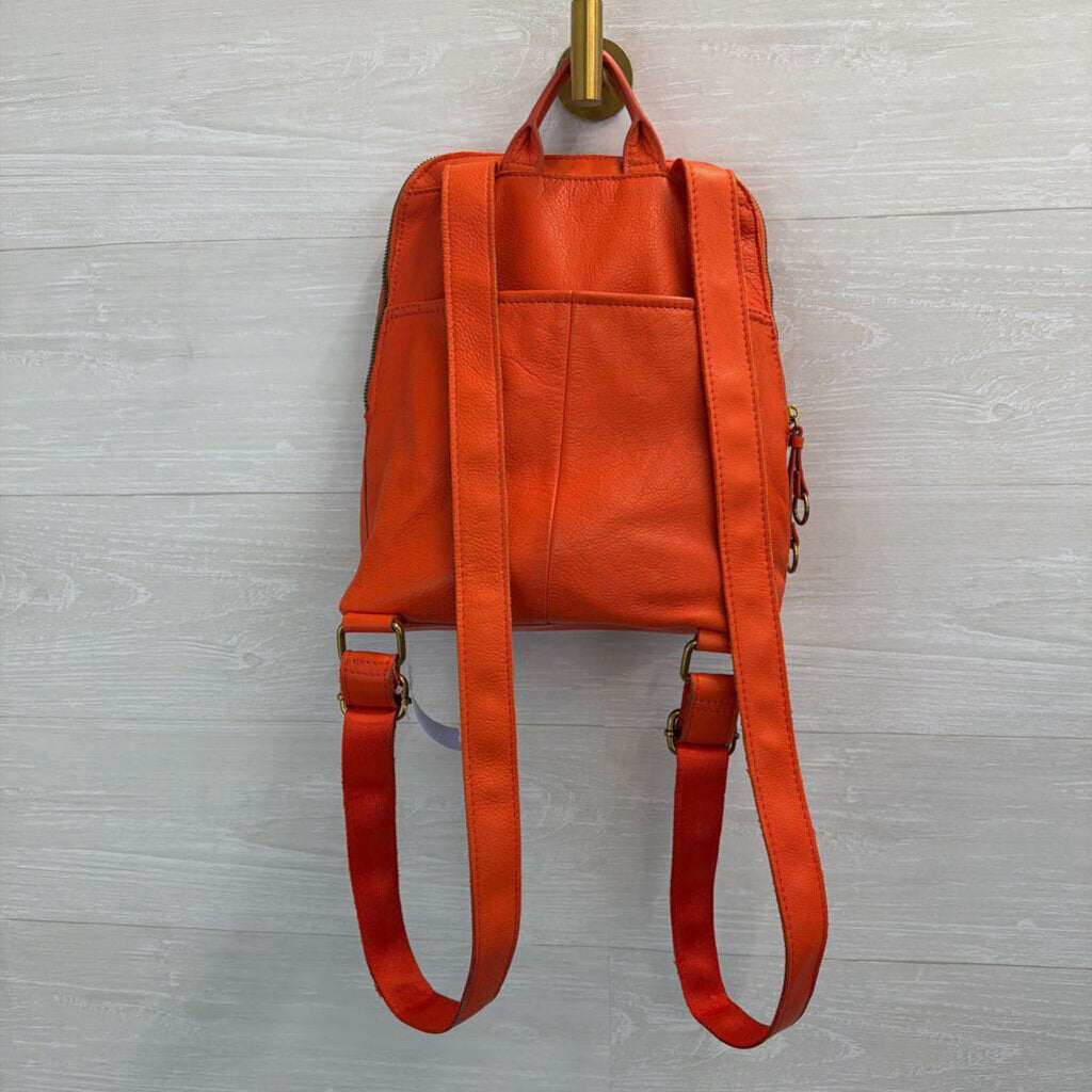 American Leather Co Orange Leather Cleveland Backpack