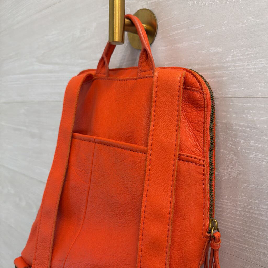 American Leather Co Orange Leather Cleveland Backpack