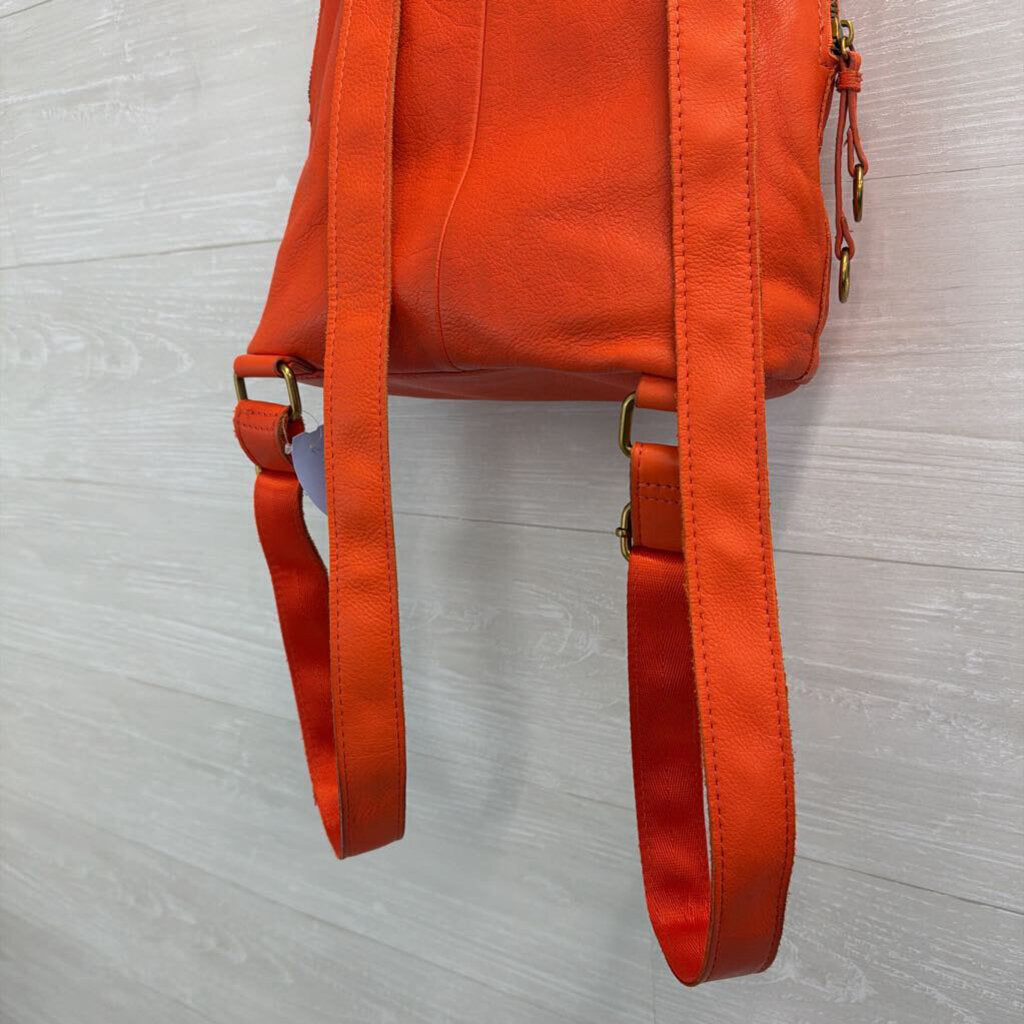 American Leather Co Orange Leather Cleveland Backpack