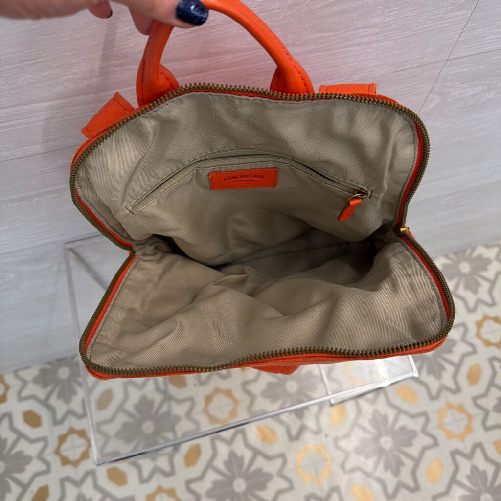 American Leather Co Orange Leather Cleveland Backpack