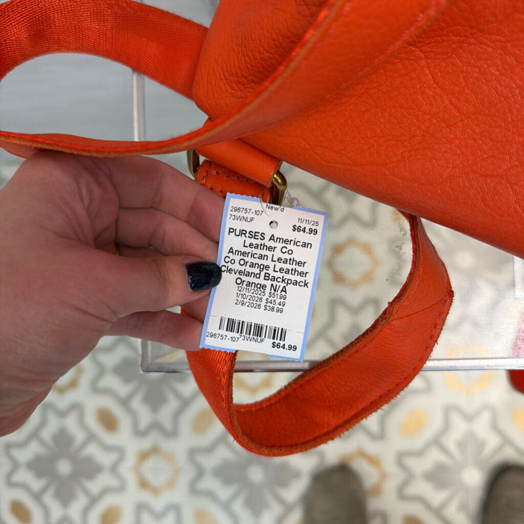 American Leather Co Orange Leather Cleveland Backpack