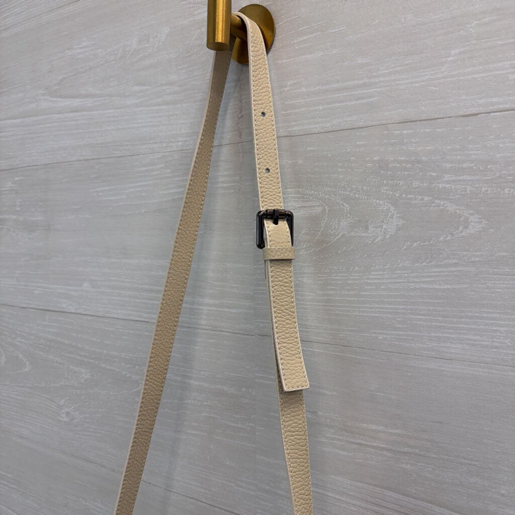 IO Pelle Cream Embossed Skull Leather Crossbody Purse