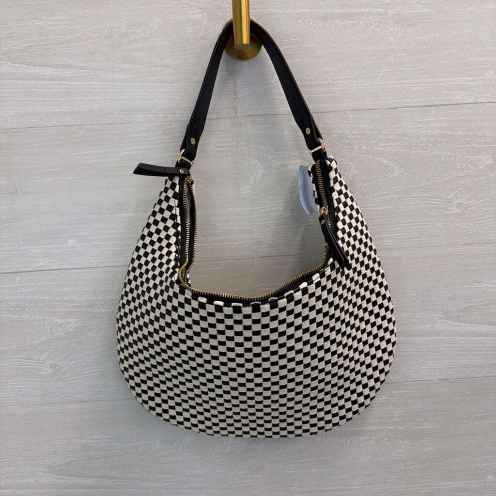 ah-dorned Black/ White Checkered Shoulder Purse