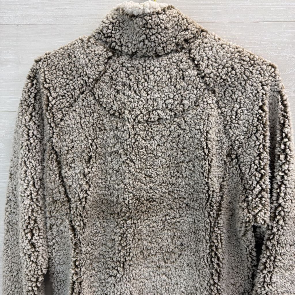 Cozy Sherpa Brown/ White Sherpa Quarter Zip Pullover Large