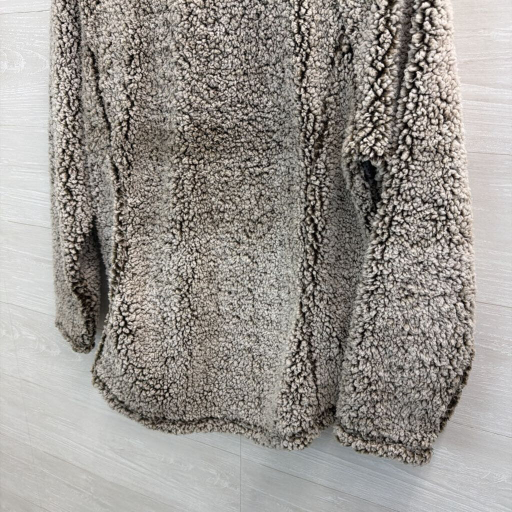 Cozy Sherpa Brown/ White Sherpa Quarter Zip Pullover Large