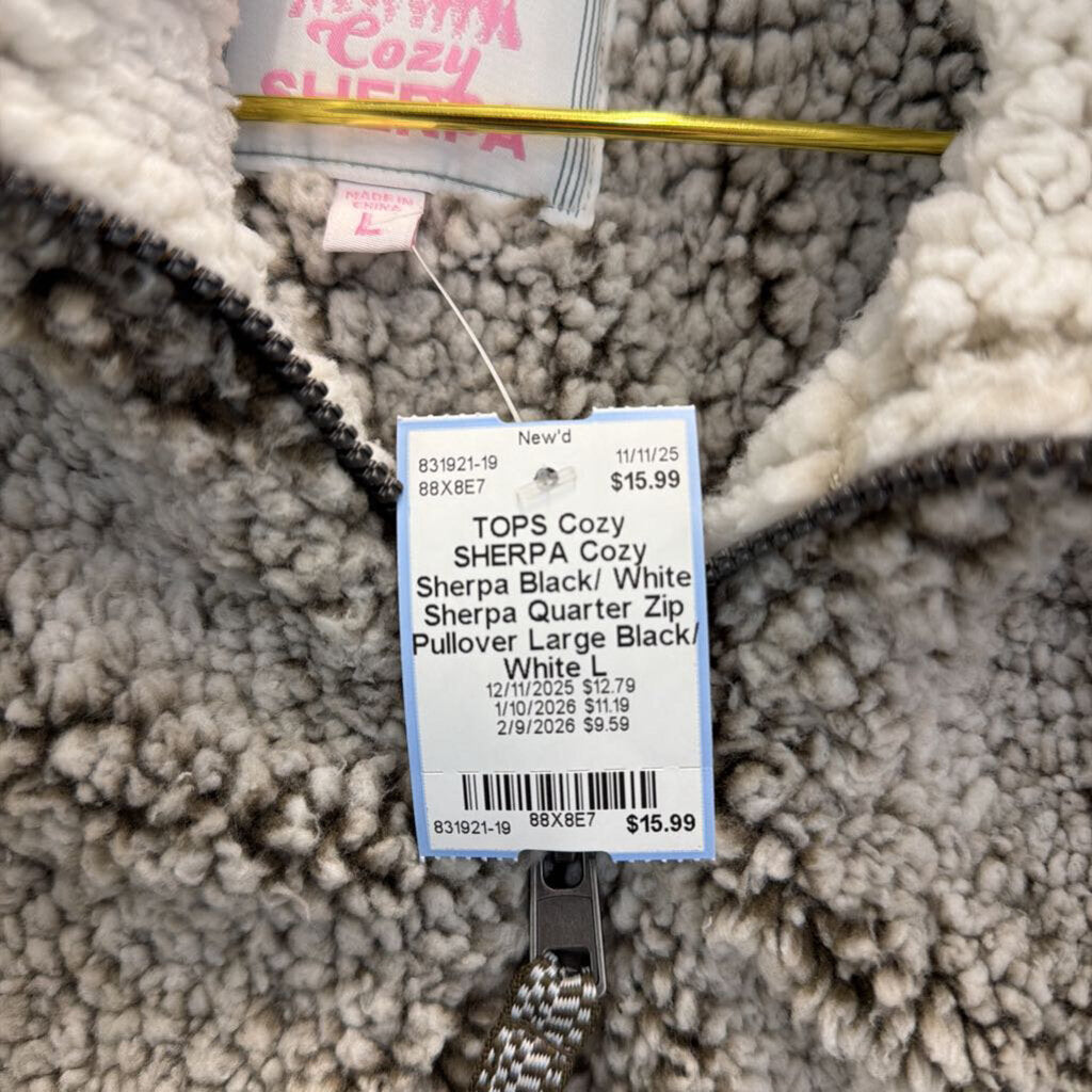 Cozy Sherpa Brown/ White Sherpa Quarter Zip Pullover Large