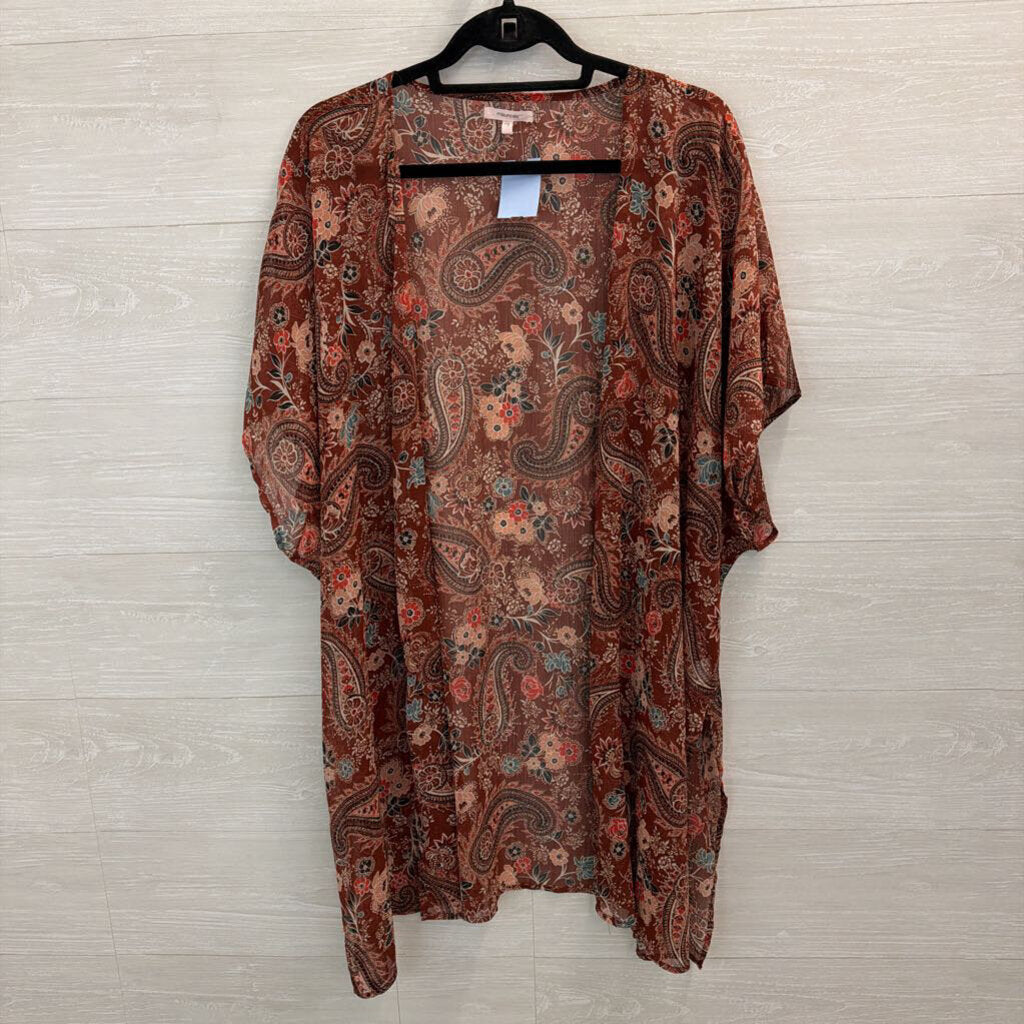 Maurices Brown/ Multi Print Kimono Top L/XL