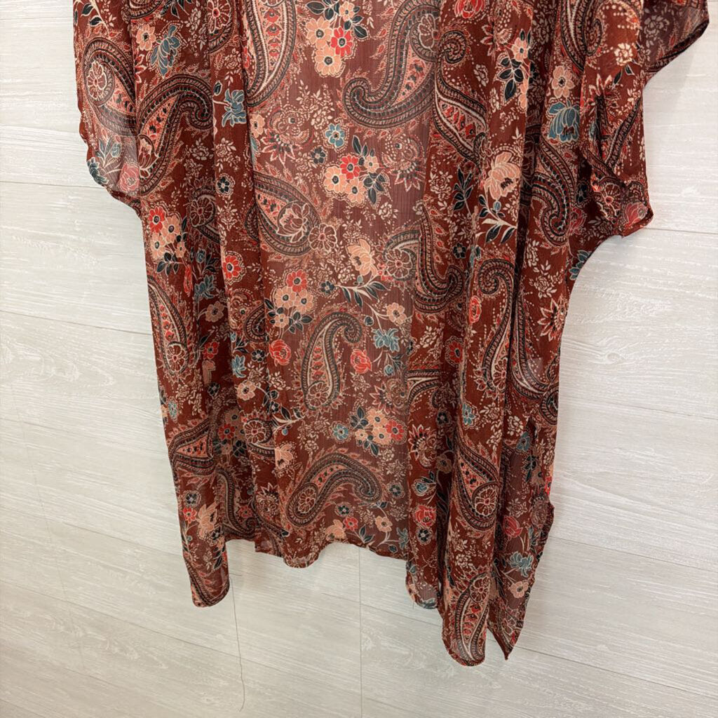 Maurices Brown/ Multi Print Kimono Top L/XL