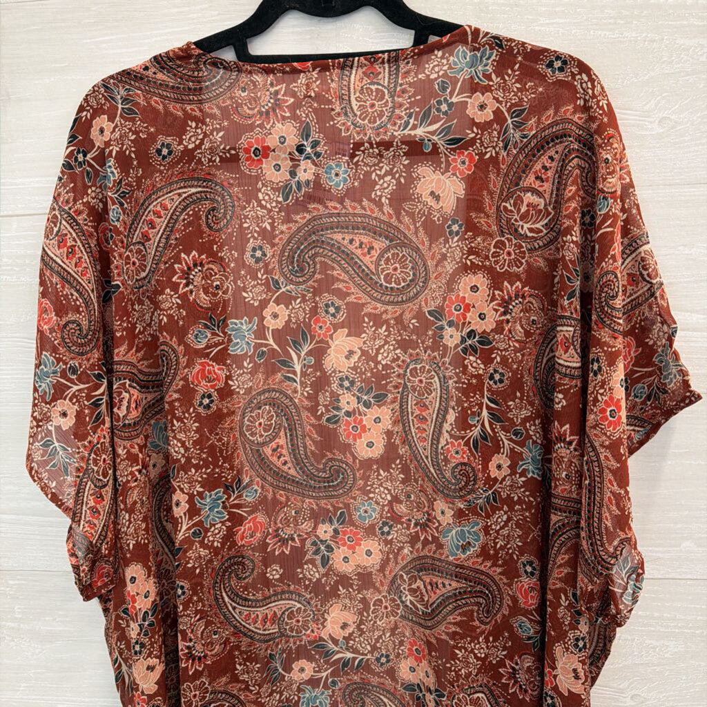 Maurices Brown/ Multi Print Kimono Top L/XL