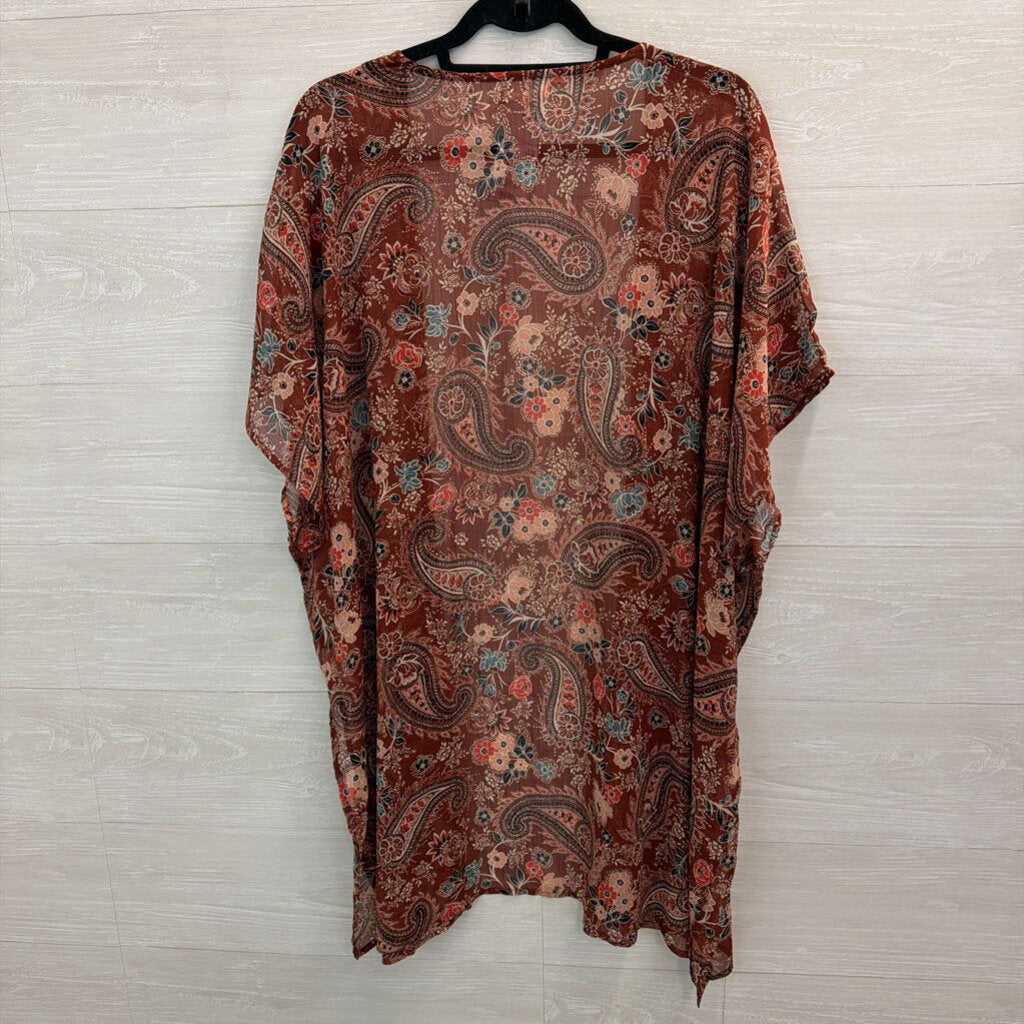 Maurices Brown/ Multi Print Kimono Top L/XL