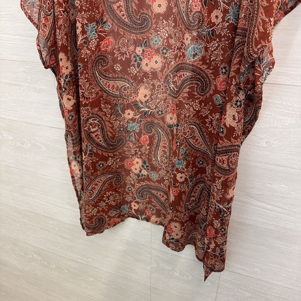 Maurices Brown/ Multi Print Kimono Top L/XL