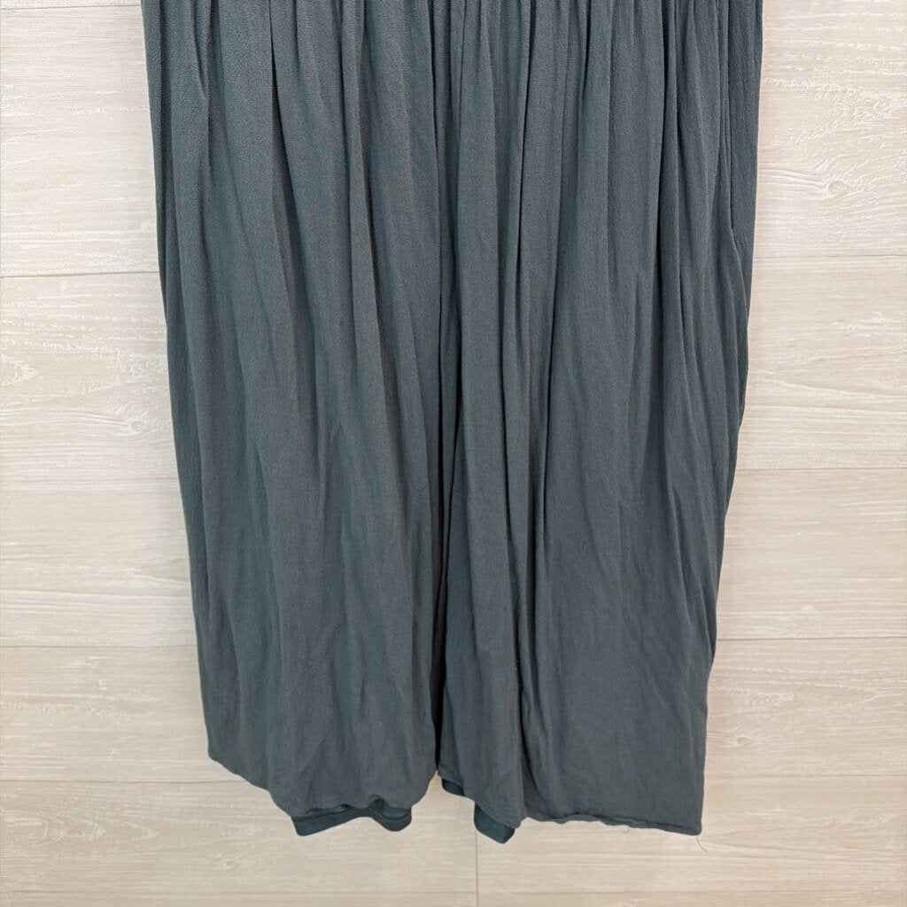 In Loom Blue/ Cream Embroidered Top Short Sleeve Midi Dress Large