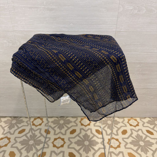 Navy/ Brown Print Scarf