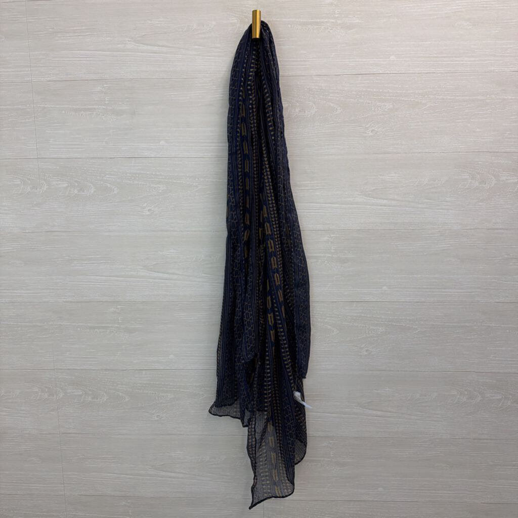 Navy/ Brown Print Scarf