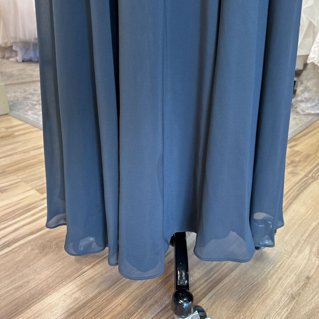 Xscape Stormy Beaded Short Sleeve Top Long Formal Dress 12