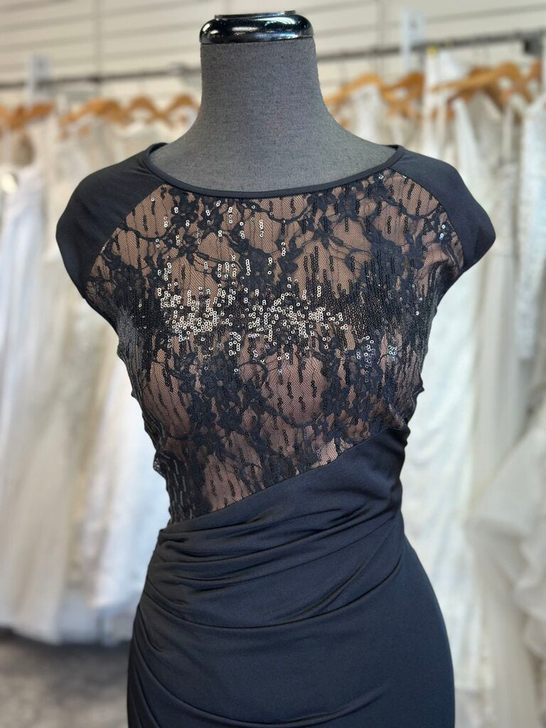 Anne Klein Black/ Beige Sequin Top Short Formal Dress 10