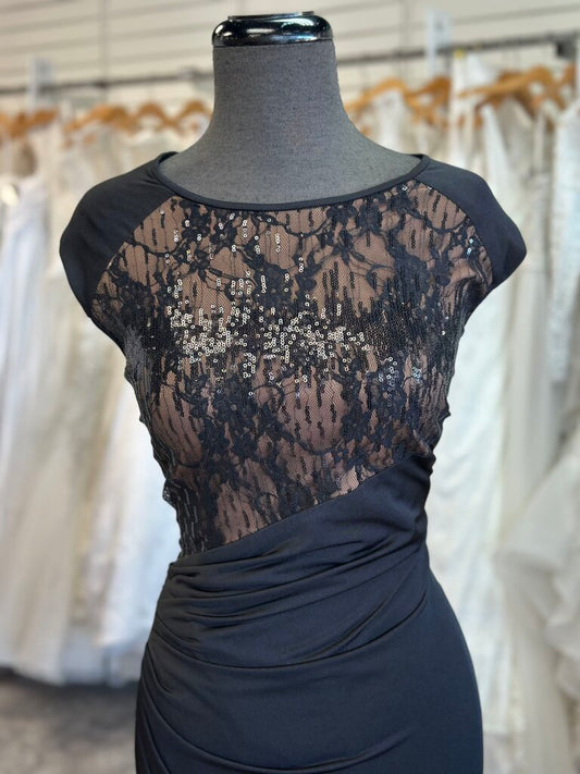 Anne Klein Black/ Beige Sequin Top Short Formal Dress 10